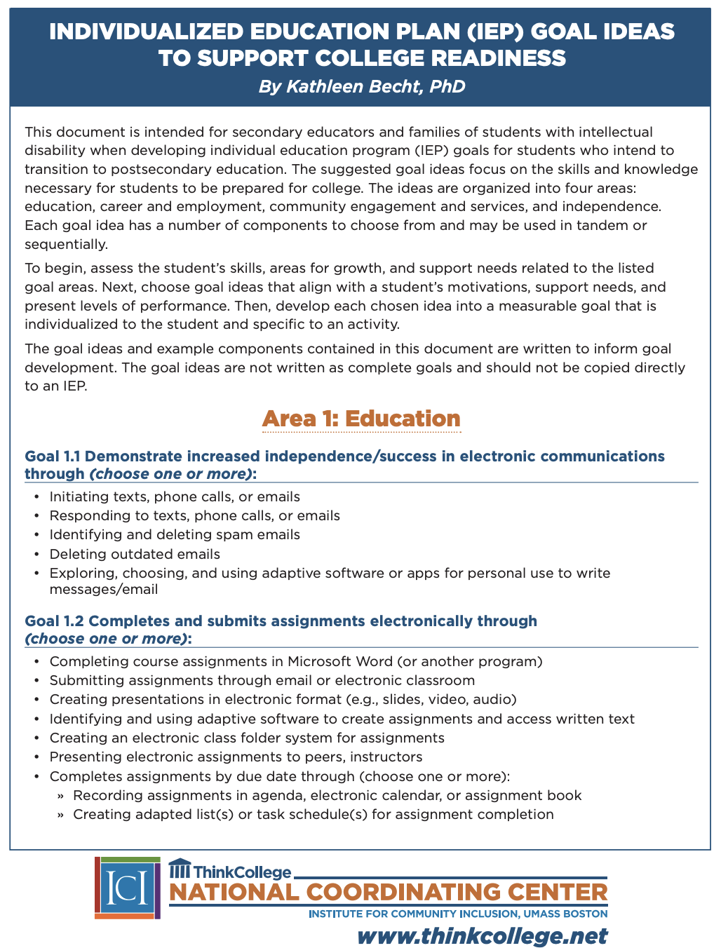 IEP Goals screenshot of the document